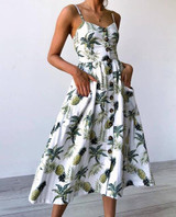Midi Button Backless Dress