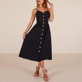 Midi Button Backless Dress