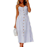 Midi Button Backless Dress