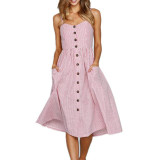Midi Button Backless Dress