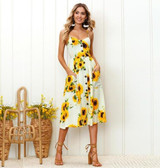 Midi Button Backless Dress