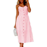 Midi Button Backless Dress