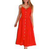 Midi Button Backless Dress