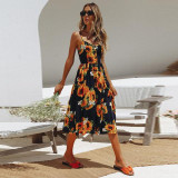 Midi Button Backless Dress