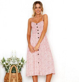 Midi Button Backless Dress