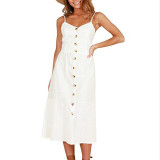 Midi Button Backless Dress