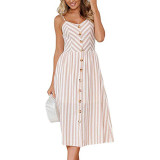 Midi Button Backless Dress