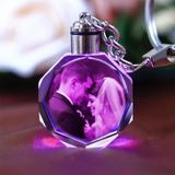 Engraving Photo Crystal Glass Keychain with LCD Light