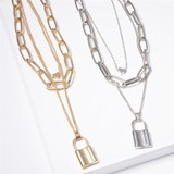 Multi Layer Lover Lock Pendant Choker Necklace