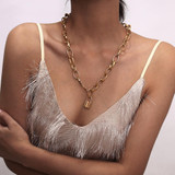 Multi Layer Lover Lock Pendant Choker Necklace