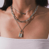 Multi Layer Lover Lock Pendant Choker Necklace