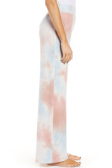 Multicolor Deep V-neck Dropped Shoulder Tie-dye Pajama Set