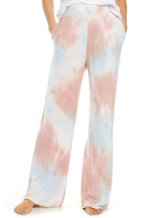 Multicolor Deep V-neck Dropped Shoulder Tie-dye Pajama Set
