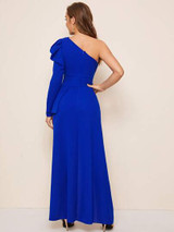 One shoulder gigot-sleeve blouse - royal blue