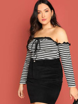 Plus-size off shoulder tee