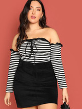 Plus-size off shoulder tee