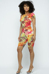 Tie Dye Crop Top and Biker Short Set