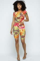 Tie Dye Crop Top and Biker Short Set