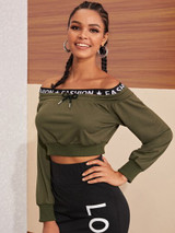 Drawstring Off The Shoulder Sweatshirt (one size)