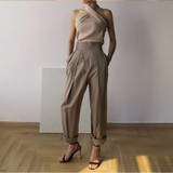Halter off-shoulder sweater