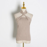 Halter off-shoulder sweater