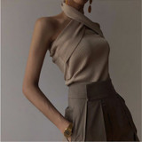Halter off-shoulder sweater
