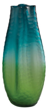 Green Large Faceted Amorphous Glass Vase - Style: 7498196