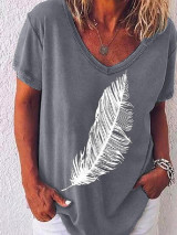 Women's T-shirt Cartoon Print V Neck Tops Loose Basic Top White Black Red Women's T-shirt Cartoon Print V Neck Tops Loose Basic Top White Black Red