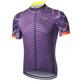 Men's Short Sleeve Cycling Jersey Polyester Navy Purple Yellow Gradient Bike Jersey Mountain Bike MTB Road Bike Cycling Reflective Strips Sweat-wicking Sports Clothing Apparel