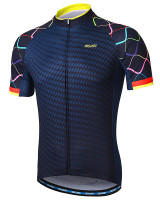 Men's Short Sleeve Cycling Jersey Polyester Navy Purple Yellow Gradient Bike Jersey Mountain Bike MTB Road Bike Cycling Reflective Strips Sweat-wicking Sports Clothing Apparel