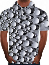 Men's Polo Graphic 3D Plus Size Short Sleeve Daily Slim Tops Streetwear Exaggerated Shirt Collar Gray
