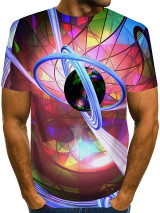 Men's Graphic 3D Plus Size T shirt Print Short Sleeve Daily Tops Streetwear Exaggerated Round Neck Rainbow