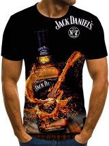 Men's Graphic Beer Plus Size T-shirt Print Short Sleeve Weekend Tops Streetwear Round Neck Black Yellow Orange / Summer