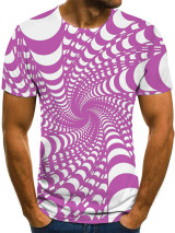 Men's 3D Graphic Plus Size T-shirt Print Short Sleeve Casual Tops Streetwear Exaggerated Round Neck Black Blue Purple / Summer