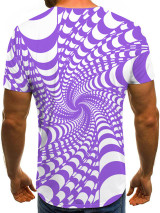 Men's 3D Graphic Plus Size T-shirt Print Short Sleeve Casual Tops Streetwear Exaggerated Round Neck Black Blue Purple / Summer