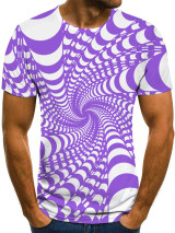 Men's 3D Graphic Plus Size T-shirt Print Short Sleeve Casual Tops Streetwear Exaggerated Round Neck Black Blue Purple / Summer