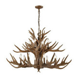 Elk Group Rustic Antlers Chandelier In Wood Brown