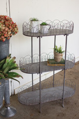 Kalalou Three Tiered Metal shelving Unit w/wire detail CMX2220 Kalalou Three Tiered Metal shelving Unit w/wire detail CMX2220