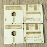 Wooden Floppy Disks Coaster Drink Holders (Set of 4)