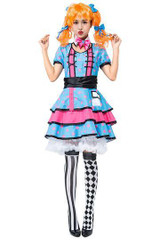 BFJFY Women Halloween Circus Clown Performance Cosplay Dress