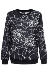 BFJFY Women Halloween Spider Net Printed Sweater Cosplay Costume