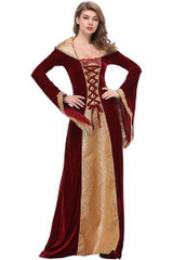 BFJFY Halloween Women Retro Court Gown Queen Cosplay Costumes