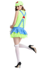BFJFY Halloween Womens Super Mario Dress Bar Maid Cosplay Costume