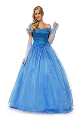 BFJFY Womens Cinderella Princess Blue Full Dress Halloween Cosplay Costume