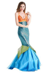 BFJFY Womens Girls Mermaid Outfit Costume Sleeveless Dress Halloween Cosplay