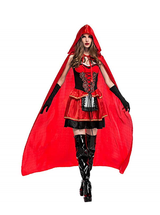 BFJFY Women's Sexy Red Hood Costume Dress With Attached Hood Cape Halloween Costume