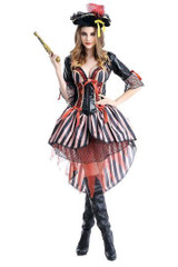BFJFY Women Pirate Stripe Costume Halloween Cosplay Outfit
