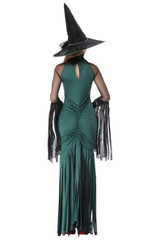 BFJFY Halloween Women's Costume Green Tassel Witch Cosplay Dress Outfit