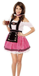 BFJFY Women's Pink Oktoberfest Dress Halloween Beer Festival Maid Cosplay Costume