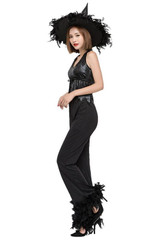 BFJFY Women Halloween Black Witch Trouser Cosplay Costume
